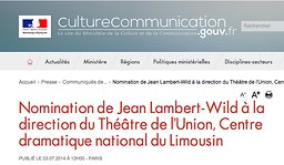 Illustration de Nomination de Jean Lambert-Wild à la direction du Théâtre de l'Union
